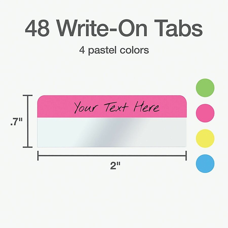 12 x Blue, 12 x Yellow, 12 x Magenta, 12 x Green - 2" Flag/Note Width x 11/16" Flag/Note Length - Rectangle - Assorted - Plastic - Removable, Self-adhesive - 1 Pack