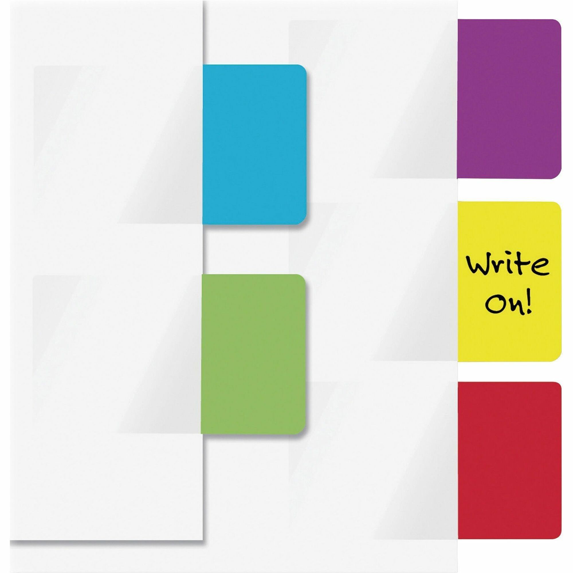 10 x Red, 10 x Yellow, 10 x Blue, 10 x Green, 10 x Purple - 1" Flag/Note Width x 1 11/16" Flag/Note Length - Rectangle - Assorted - Removable, Self-adhesive - 1 Pack