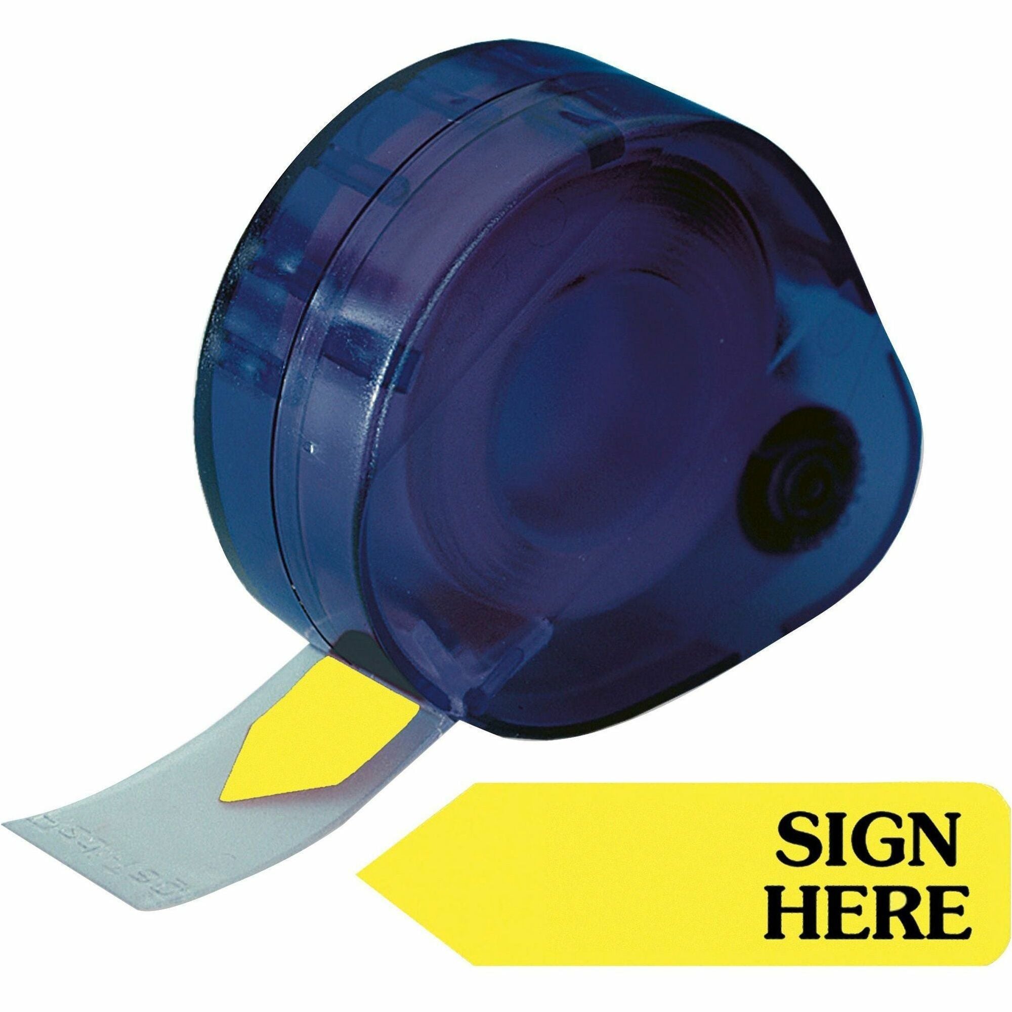 Redi-Tag Sign Here Removable Flags In Dispenser - 120 x Yellow - 1 7/8" Flag/Note Width x 9/16" Flag/Note Length - Arrow - SIGN HERE - Yellow - Removable, Self-adhesive - Dispenser Included - 1 Pack