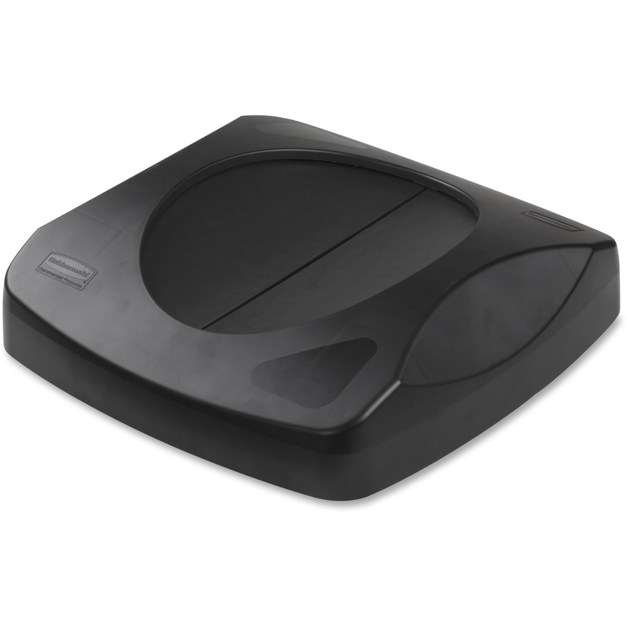 Rubbermaid Commercial Untouchable Swing Top Lid - Square - Black - 1 Each