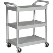 3 Shelf - 200 lb Load Capacity - 4" Caster Size - Plastic - 33.62" Width x 18.62" Depth x 37.75" Height - Platinum - 1 Each
