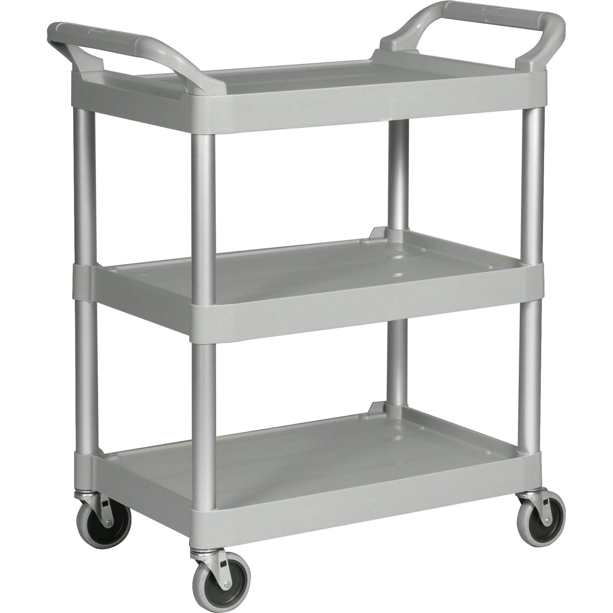 3 Shelf - 200 lb Load Capacity - 4" Caster Size - Plastic - 33.62" Width x 18.62" Depth x 37.75" Height - Platinum - 1 Each