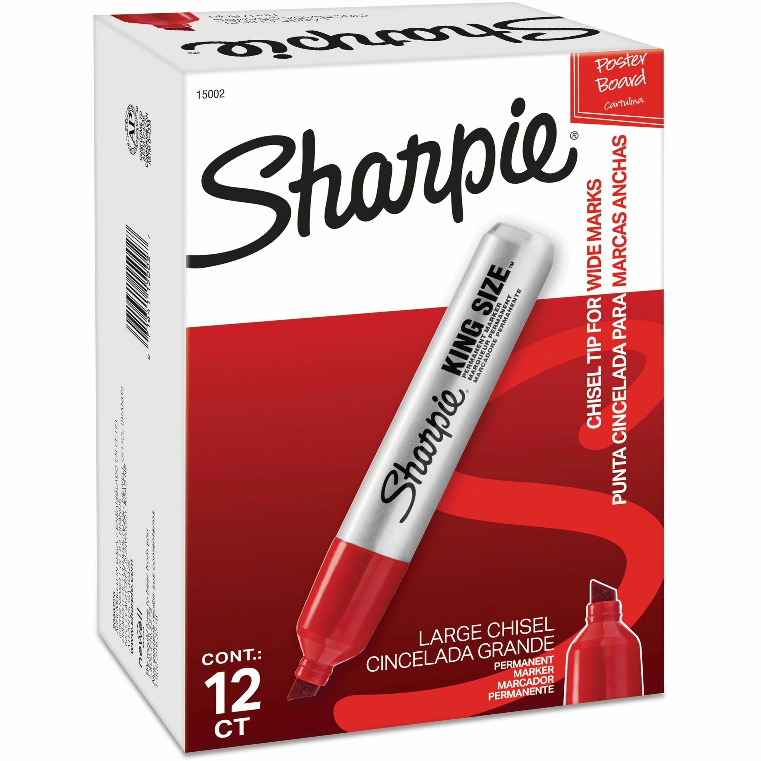 Chisel Marker Point - Red Ink - Silver Plastic Barrel - 1 Dozen