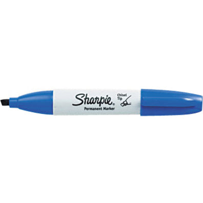 Sharpie Large Barrel Permanent Markers - Wide Chisel Marker Point - Blue Ink - Alcohol Based - 1 Dozen