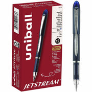 uniball™ Jetstream Ballpoint Pen - 0.7 mm Fine Pen Point - Blue Ink - Pigment-based - Blue Stainless Steel Barrel - 1 Each