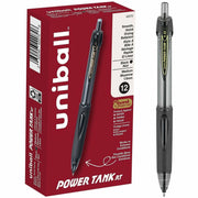 uniball™ Power Tank Retractable Ballpoint Pens - 1 mm Medium Pen Point - Refillable - Retractable - Black Ink - Black Barrel - 1 Dozen