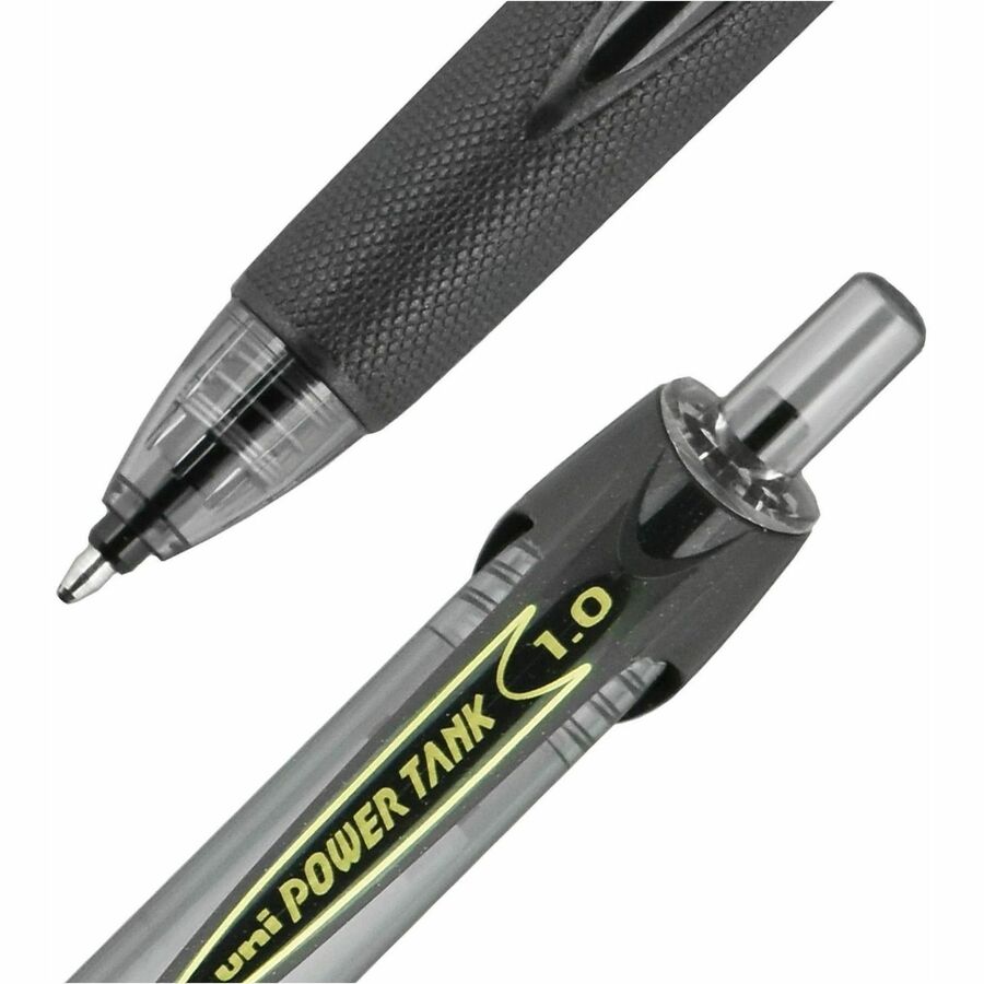 uniball™ Power Tank Retractable Ballpoint Pens - 1 mm Medium Pen Point - Refillable - Retractable - Black Ink - Black Barrel - 1 Dozen