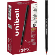 uniball™ Onyx Rollerball Pens - 0.7 mm Fine Pen Point - Red Ink - Metal Tip - 1 Dozen