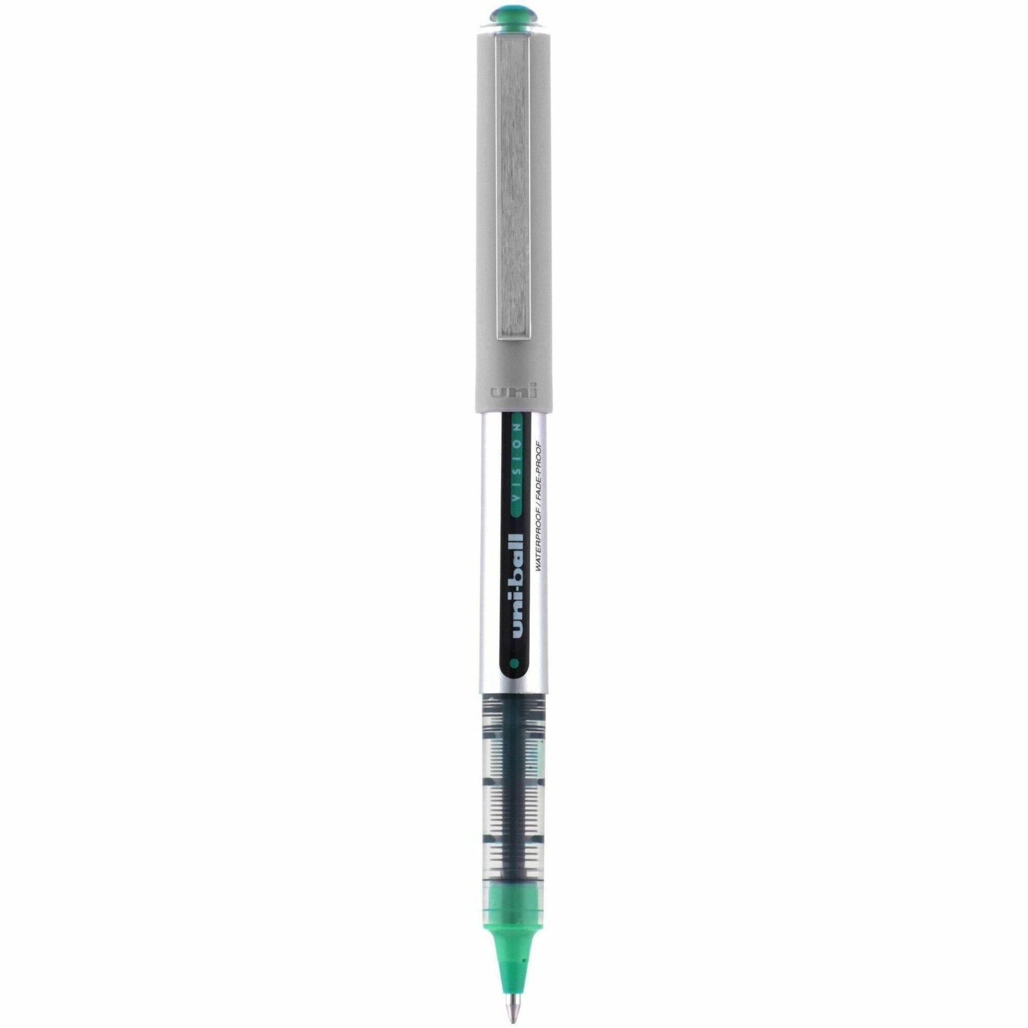 uniball™ Vision Rollerball Pens - 0.7 mm Fine Pen Point - Green Ink - 1 Dozen