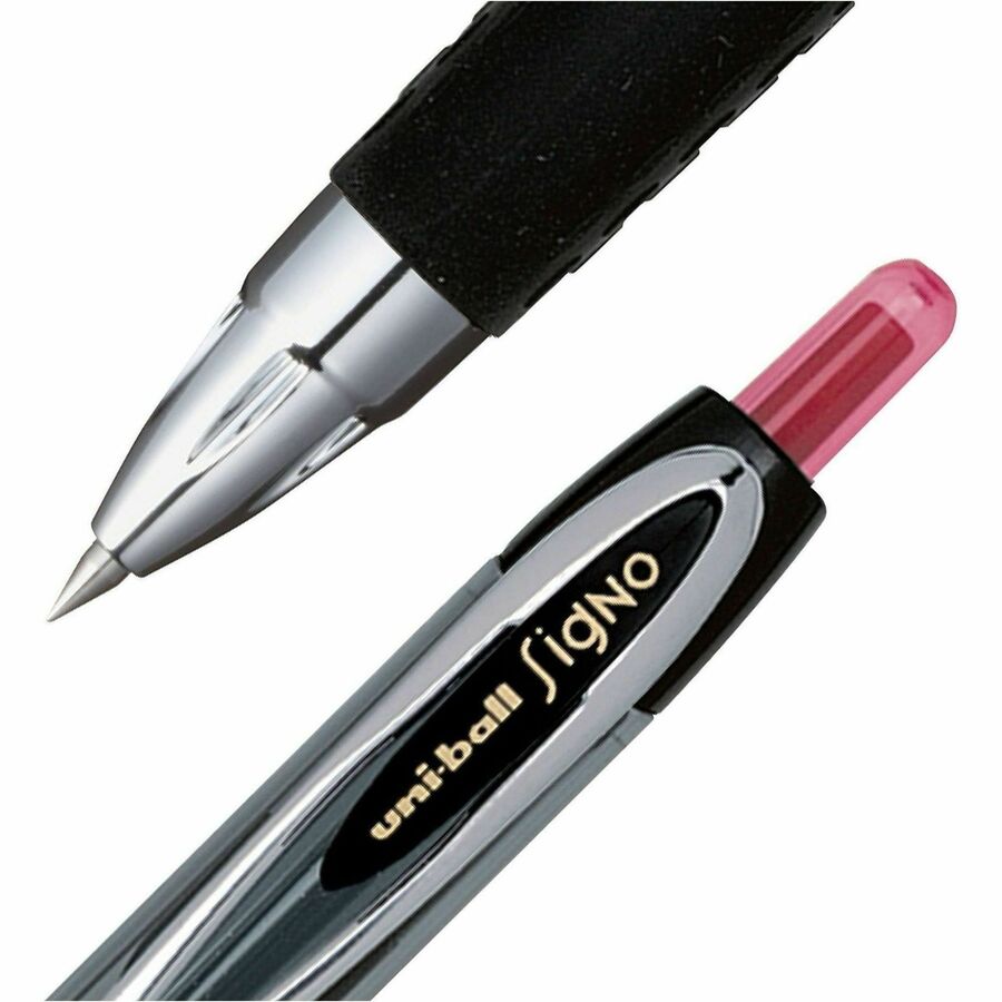 uniball™ 207 Gel Pen - 0.5 mm Micro Pen Point - Refillable - Retractable - Red Ink - Gel-based - Translucent Barrel - 1 Dozen