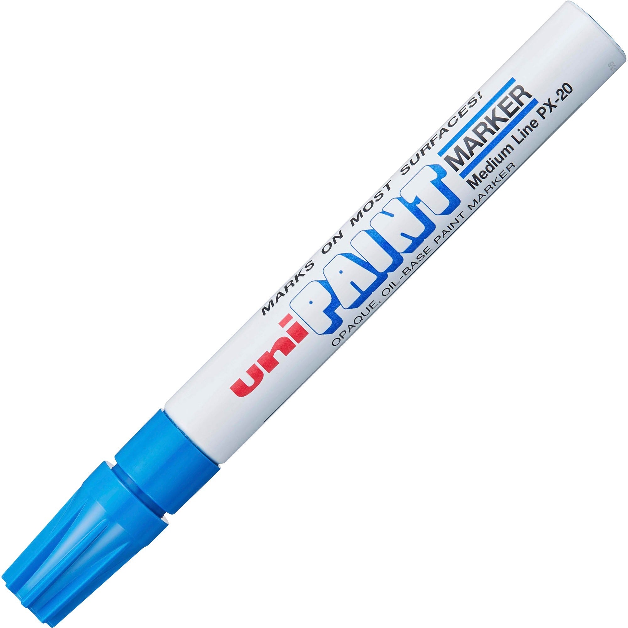 uniball™ uni-Paint PX-20 Oil-Based Paint Marker - Medium Marker Point - Blue Ink - Oil Based - White Barrel - 1 Each