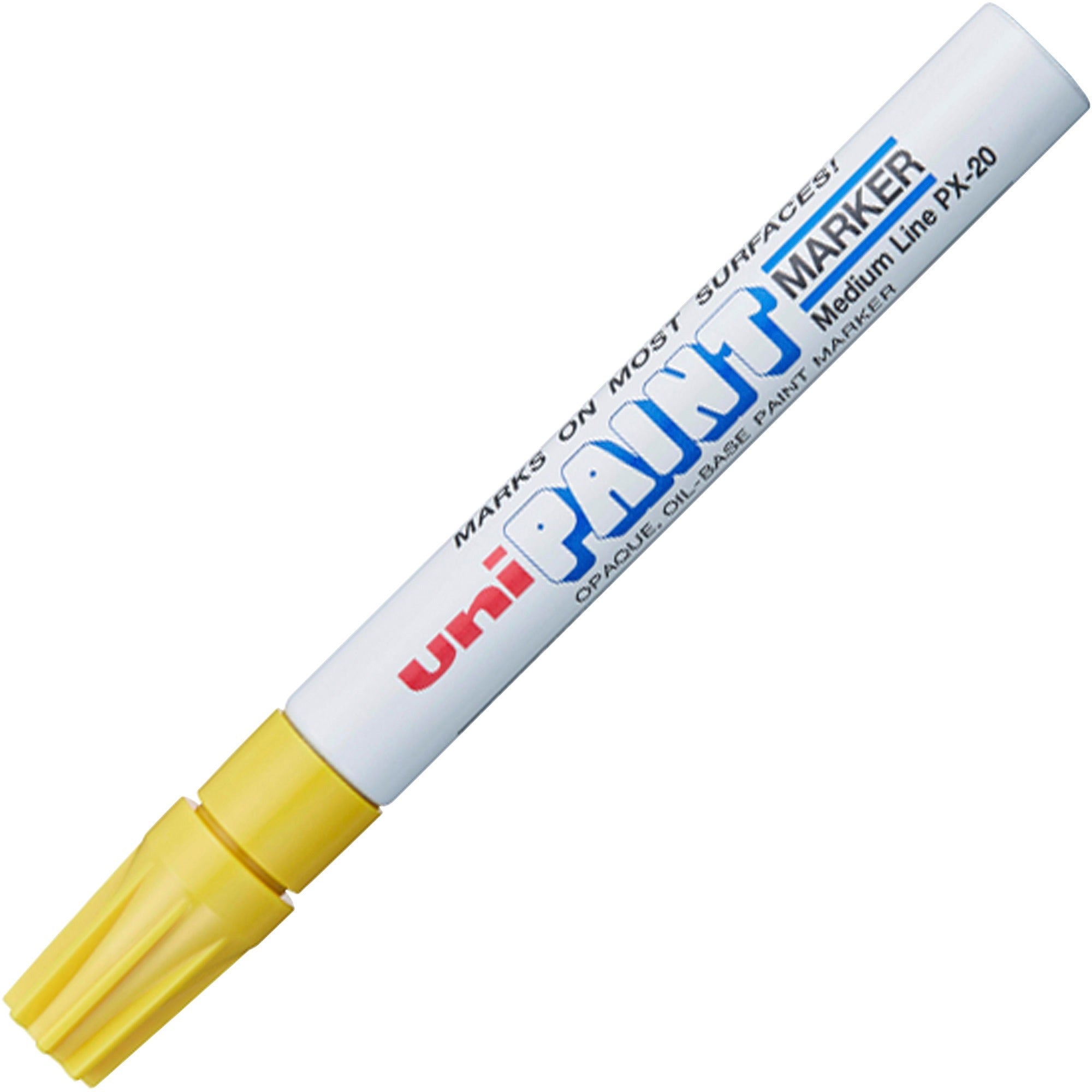 uniball™ uni-Paint PX-20 Oil-Based Paint Marker - Medium Marker Point - Yellow Ink - Oil Based - White Barrel - 1 Each