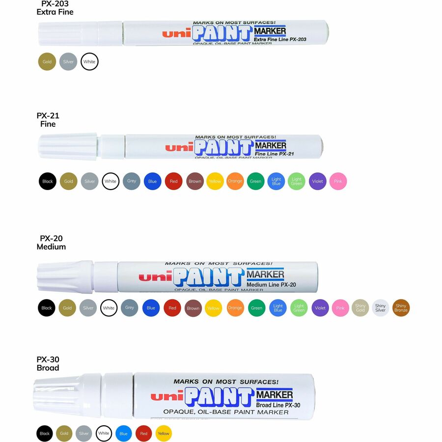 uniball™ uni-Paint PX-20 Oil-Based Paint Marker - Medium Marker Point - Violet Ink - Oil Based - White Barrel - 1 Each