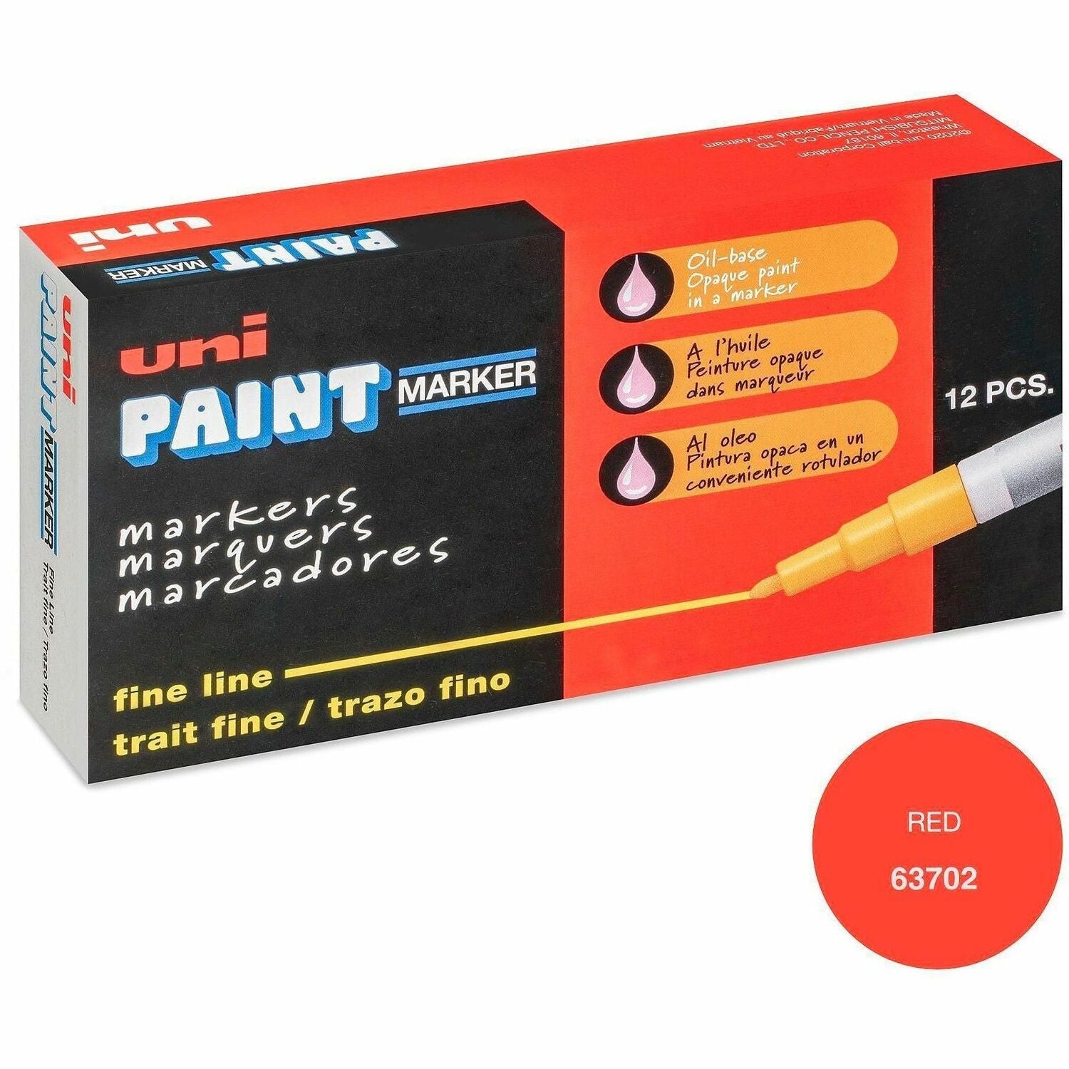 uniball™ uni-Paint PX-21 Oil-Based Paint Marker - Fine Marker Point - Red Ink - Oil Based - 1 Each