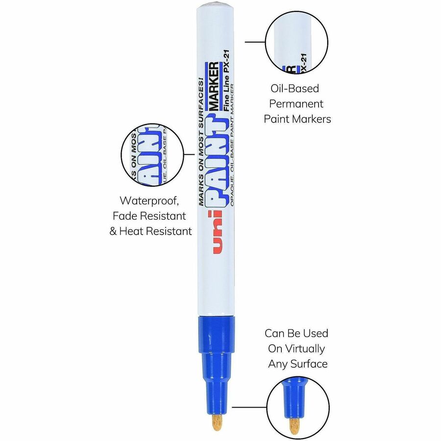 uniball™ uni-Paint PX-21 Oil-Based Paint Marker - Fine Marker Point - Blue Ink - Oil Based - 1 Each