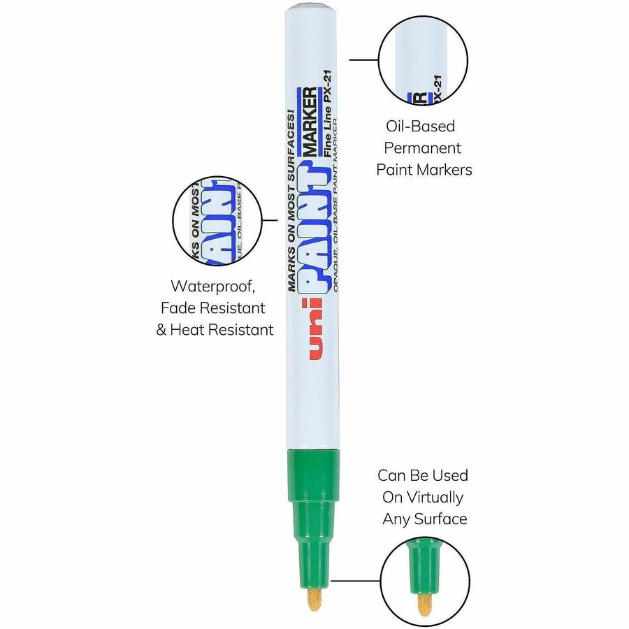 uniball™ uni-Paint PX-21 Oil-Based Paint Marker - Fine Marker Point - Green Ink - Oil Based - 1 Each