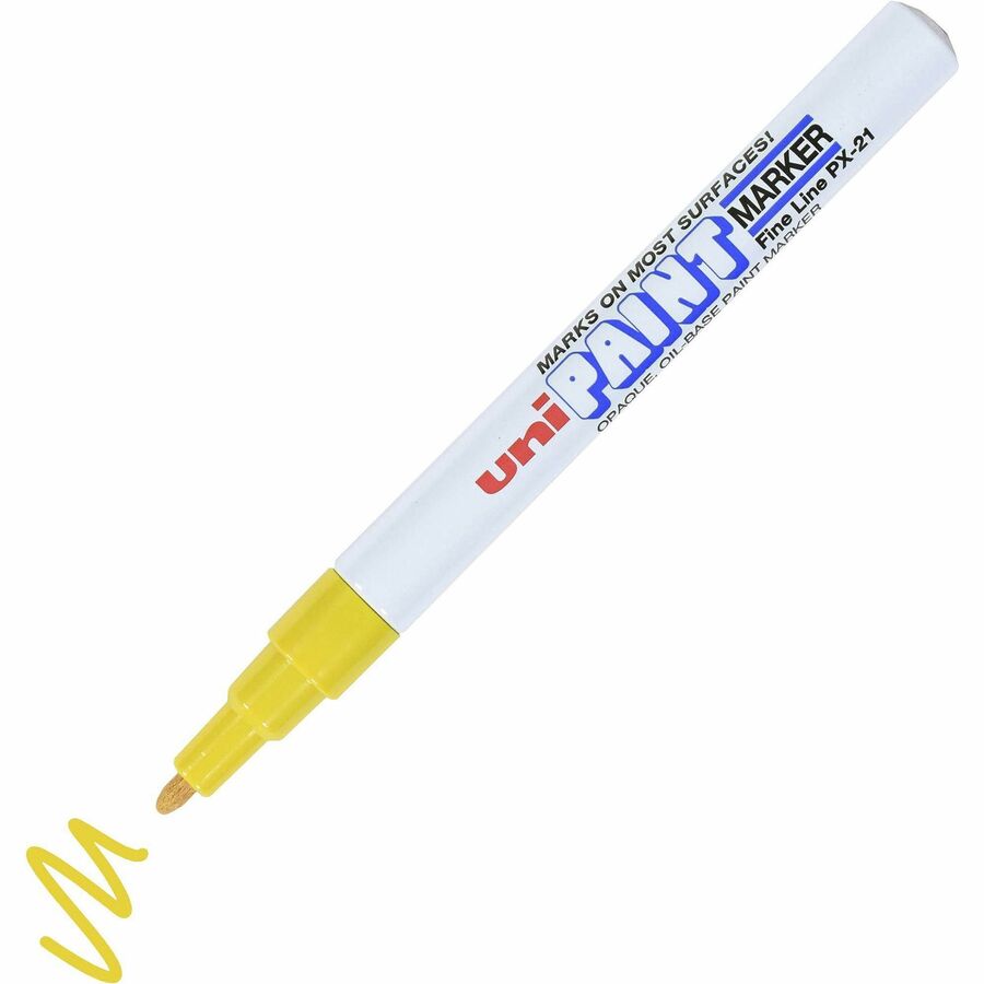 uniball™ uni-Paint PX-21 Oil-Based Paint Marker - Fine Marker Point - Yellow Ink - Oil Based - 1 Each