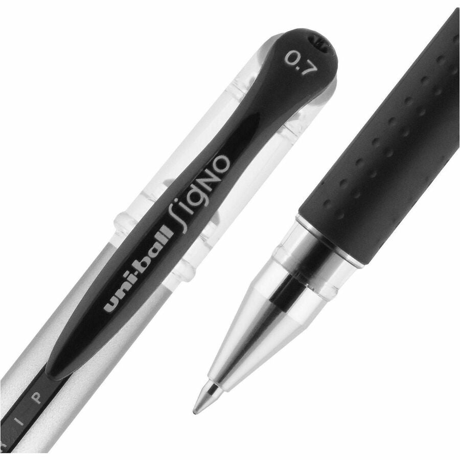 0.7 mm Medium Pen Point - Black Ink - Gel-based, Pigment-based - Stainless Steel Tip - Office, Home, Classroom, Writing, Document - 1 Dozen