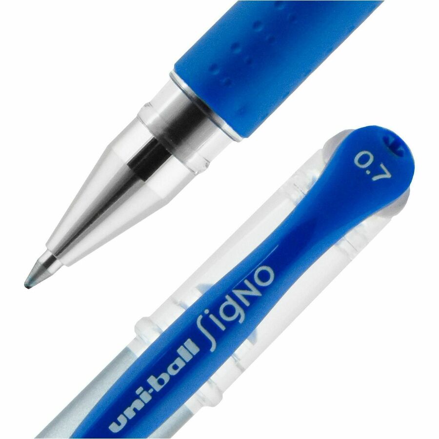 0.7 mm Medium Pen Point - Blue Ink - Gel-based, Pigment-based - Stainless Steel Tip - Office, Home, Classroom, Writing, Document - 1 Dozen