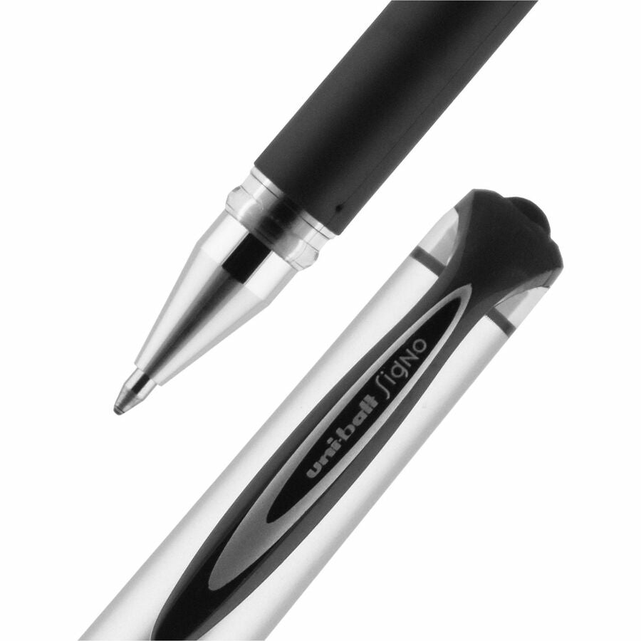 uniball™ 207 Impact Gel Pen - 1 mm Bold Pen Point - Refillable - Black Ink - Gel-based - Silver Barrel - 1 Dozen