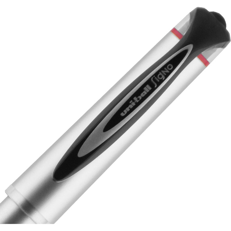 uniball™ 207 Impact Gel Pen - 1 mm Bold Pen Point - Refillable - Red Ink - Gel-based - Silver Barrel - 1 Dozen