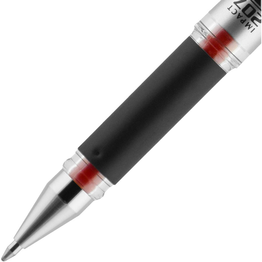 uniball™ 207 Impact Gel Pen - 1 mm Bold Pen Point - Refillable - Red Ink - Gel-based - Silver Barrel - 1 Dozen