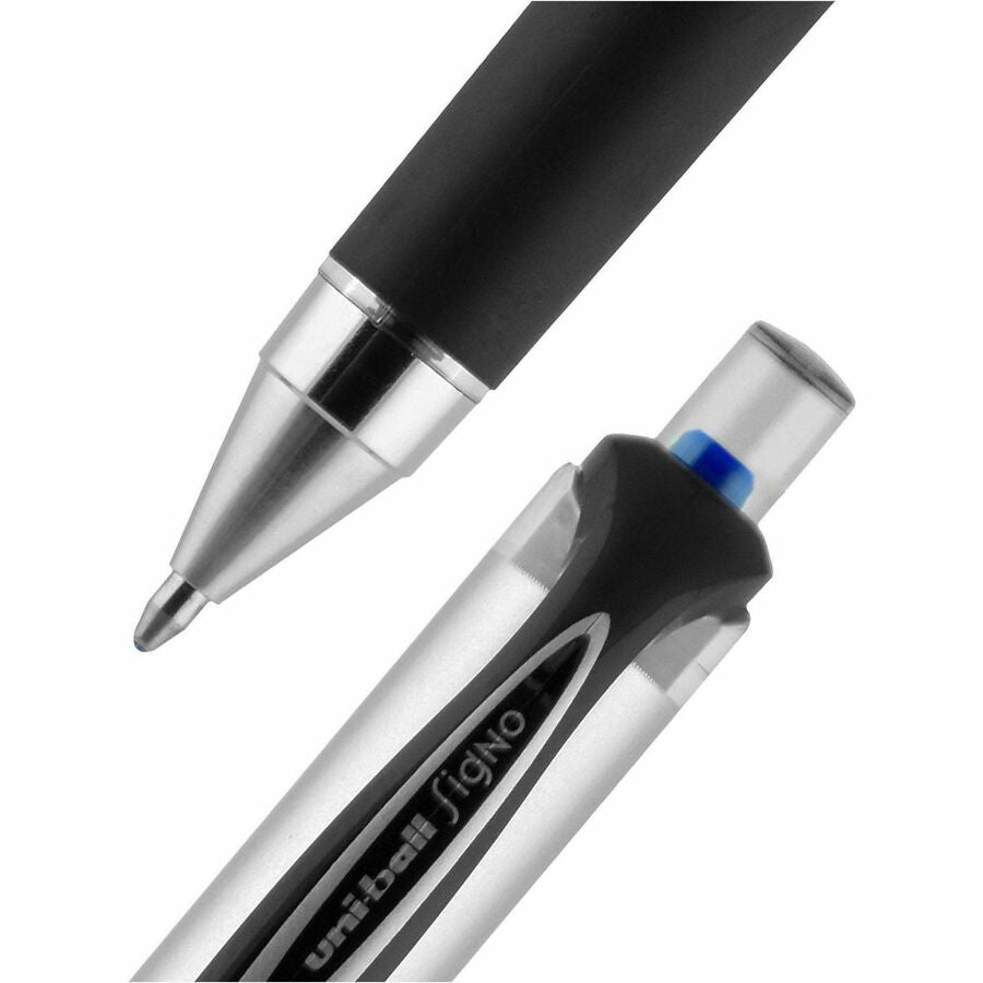 uniball™ 207 Impact RT Gel Pen - 1 mm Bold Pen Point - Refillable - Retractable - Blue Ink - Gel-based - Gray, Silver Barrel - 1 Each