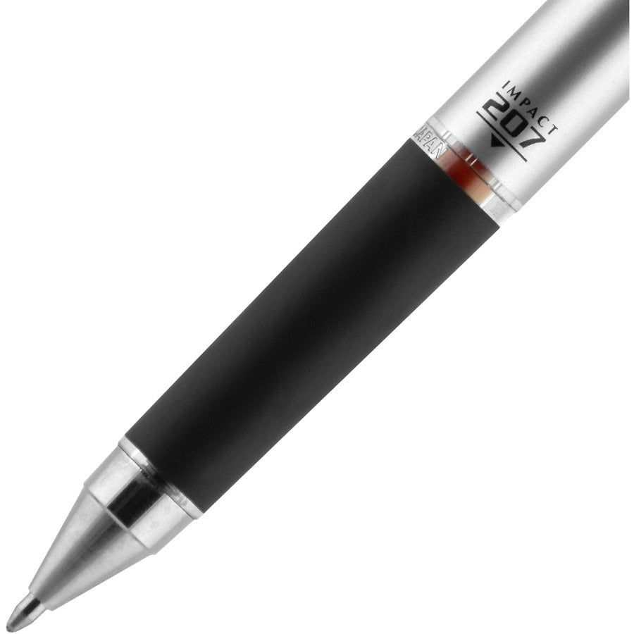 uniball™ 207 Impact RT Gel Pen - 1 mm Bold Pen Point - Refillable - Retractable - Red Ink - Gel-based - Gray, Silver Barrel - 1 Each