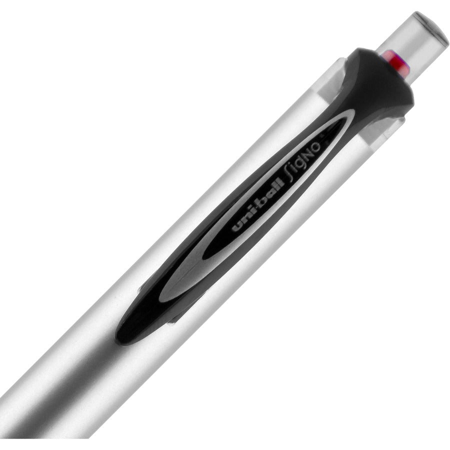 uniball™ 207 Impact RT Gel Pen - 1 mm Bold Pen Point - Refillable - Retractable - Red Ink - Gel-based - Gray, Silver Barrel - 1 Each