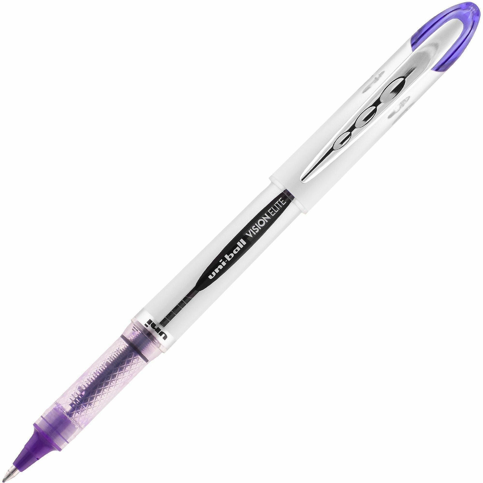 uniball™ Vision Elite Rollerball Pen - 0.8 mm Bold Pen Point - Refillable - Violet Ink - Gel-based - Light Gray Barrel - 1 Each