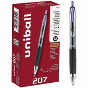 uniball™ 207 Gel Pen - 0.7 mm Medium Pen Point - Refillable - Retractable - Violet Ink - Gel-based - Translucent Barrel - 1 Dozen