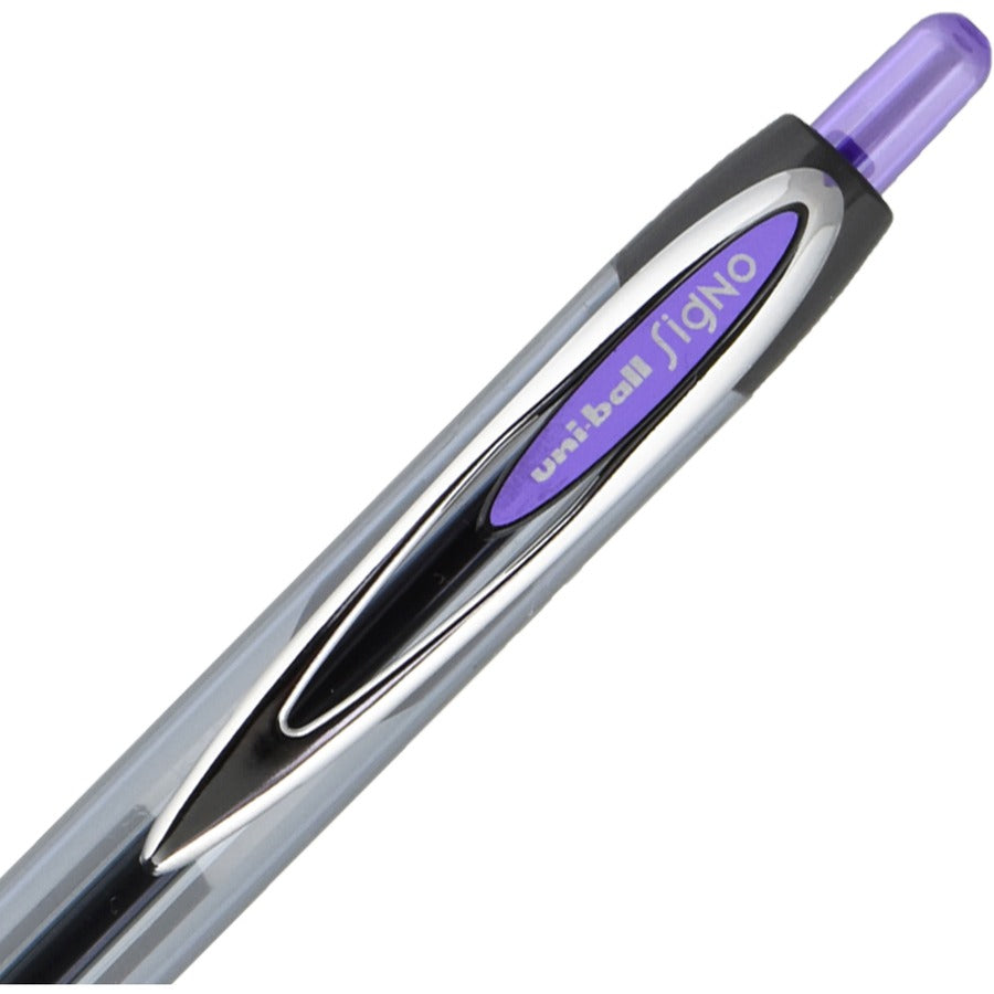 uniball™ 207 Gel Pen - 0.7 mm Medium Pen Point - Refillable - Retractable - Violet Ink - Gel-based - Translucent Barrel - 1 Dozen