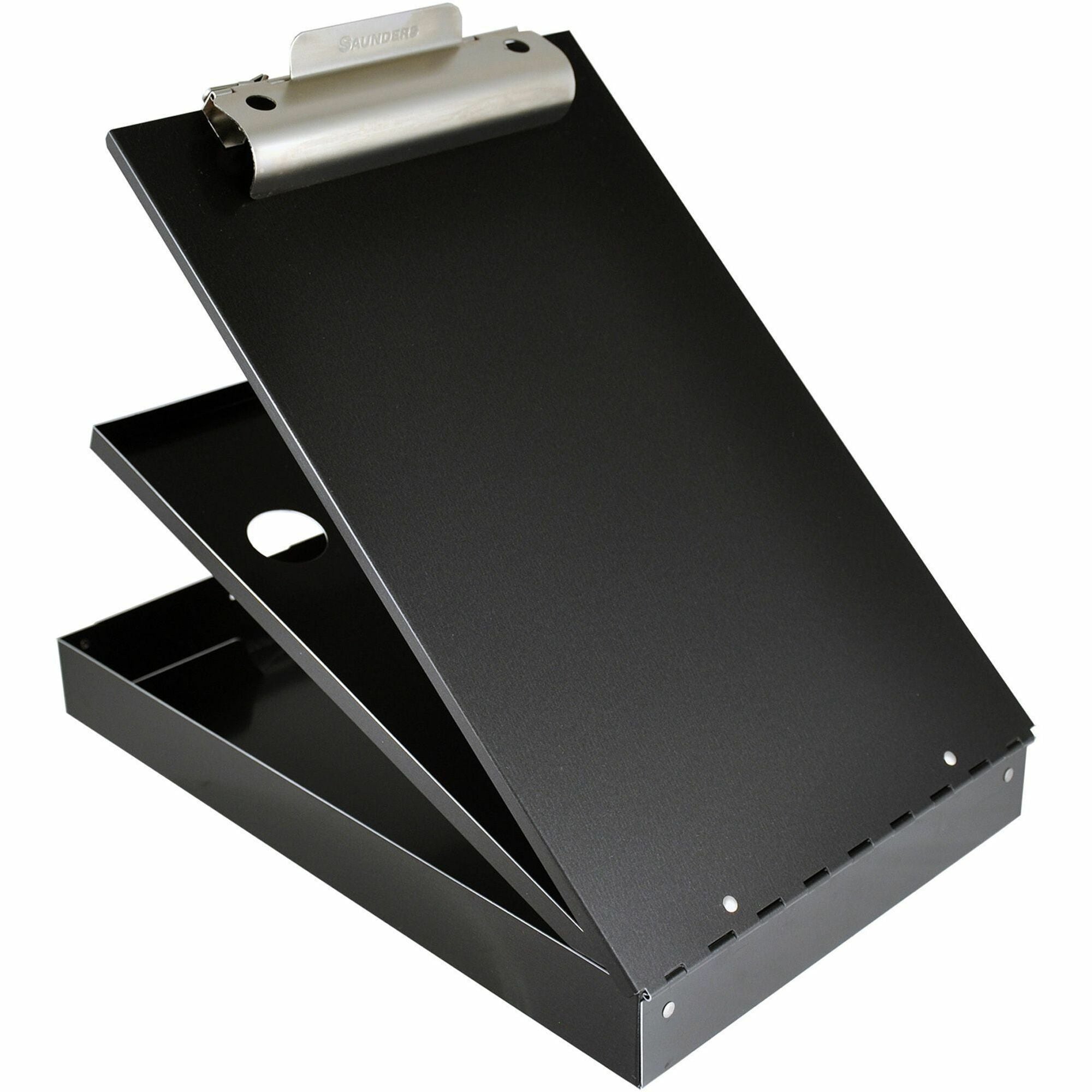 1" Clip Capacity - Storage for Stationary - Bottom Opening - 8 1/2" x 12" Sheet Size - Aluminum - Black - 1 Each