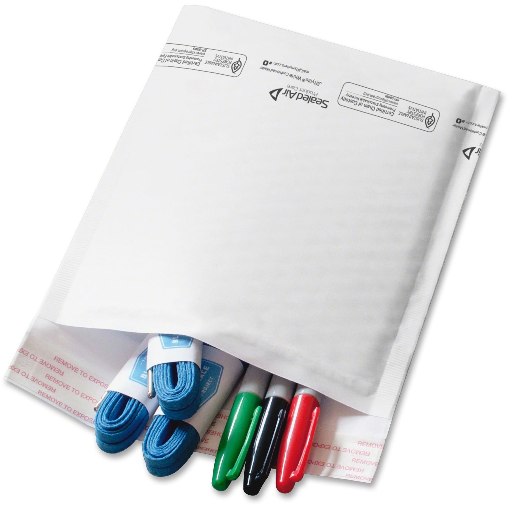 Bubble - #2 - 8 1/2" Width x 12" Length - Self-sealing - White - Kraft - 100 / Carton