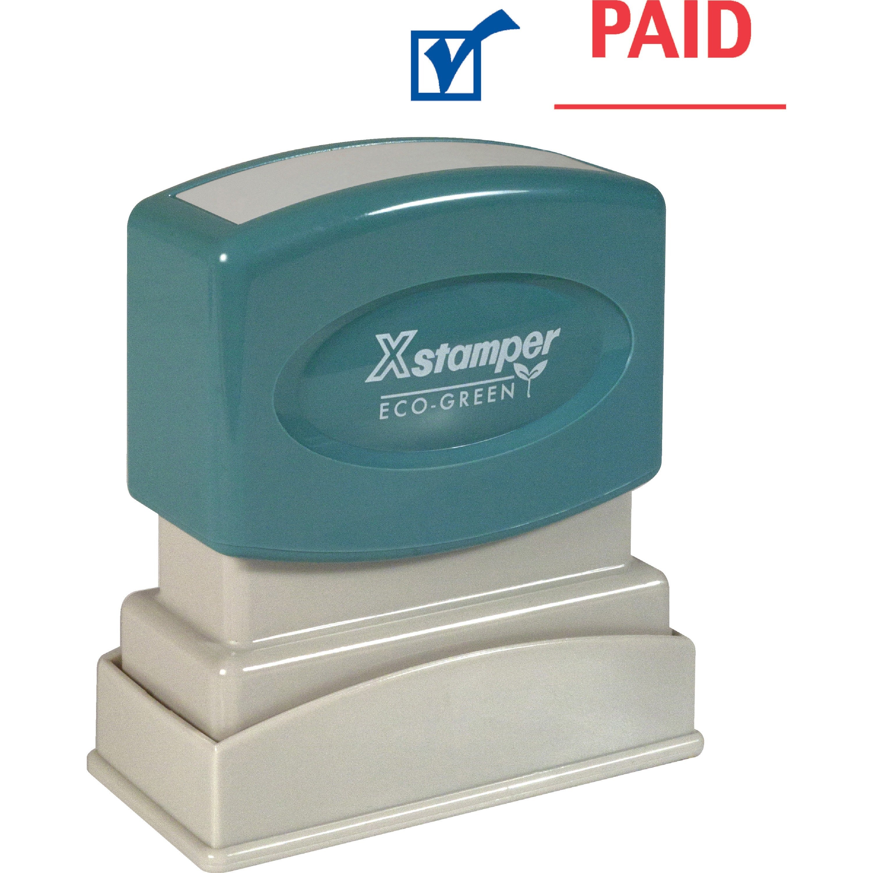 Message/Date Stamp - PAID - 0.50" Impression Width - 100000 Impression(s) - Blue, Red - Polymer Polymer - Recycled - 1 Each