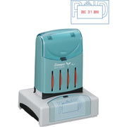 Message/Date Stamp - PAID - 1.31" Impression Width x 2.12" Impression Length - Red, Blue - Recycled - 1 Each