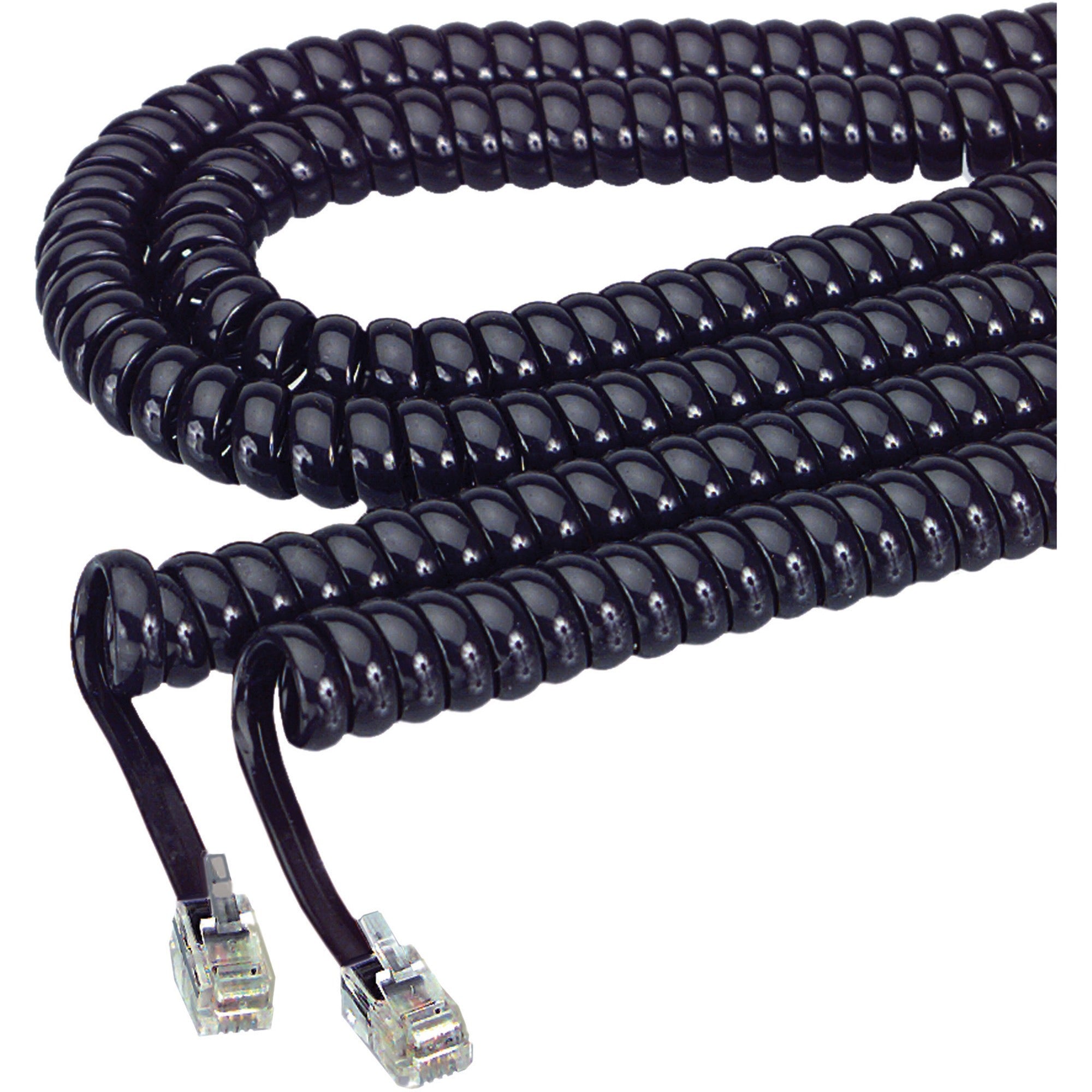 25 ft Phone Cable for Phone - First End: 1 x RJ-11 Phone - Male - Second End: 1 x RJ-11 Phone - Male - Gold Plated Contact - Black - 1 Each