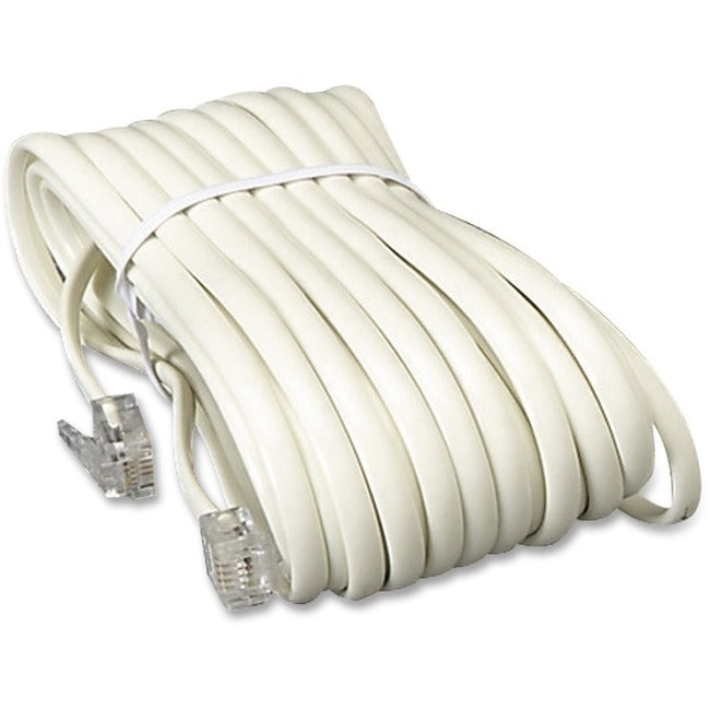 25 ft Phone Cable for Phone - First End: 1 x RJ-11 Phone - Male - Second End: 1 x RJ-11 Phone - Male - Extension Cable - Ivory - 1 Each