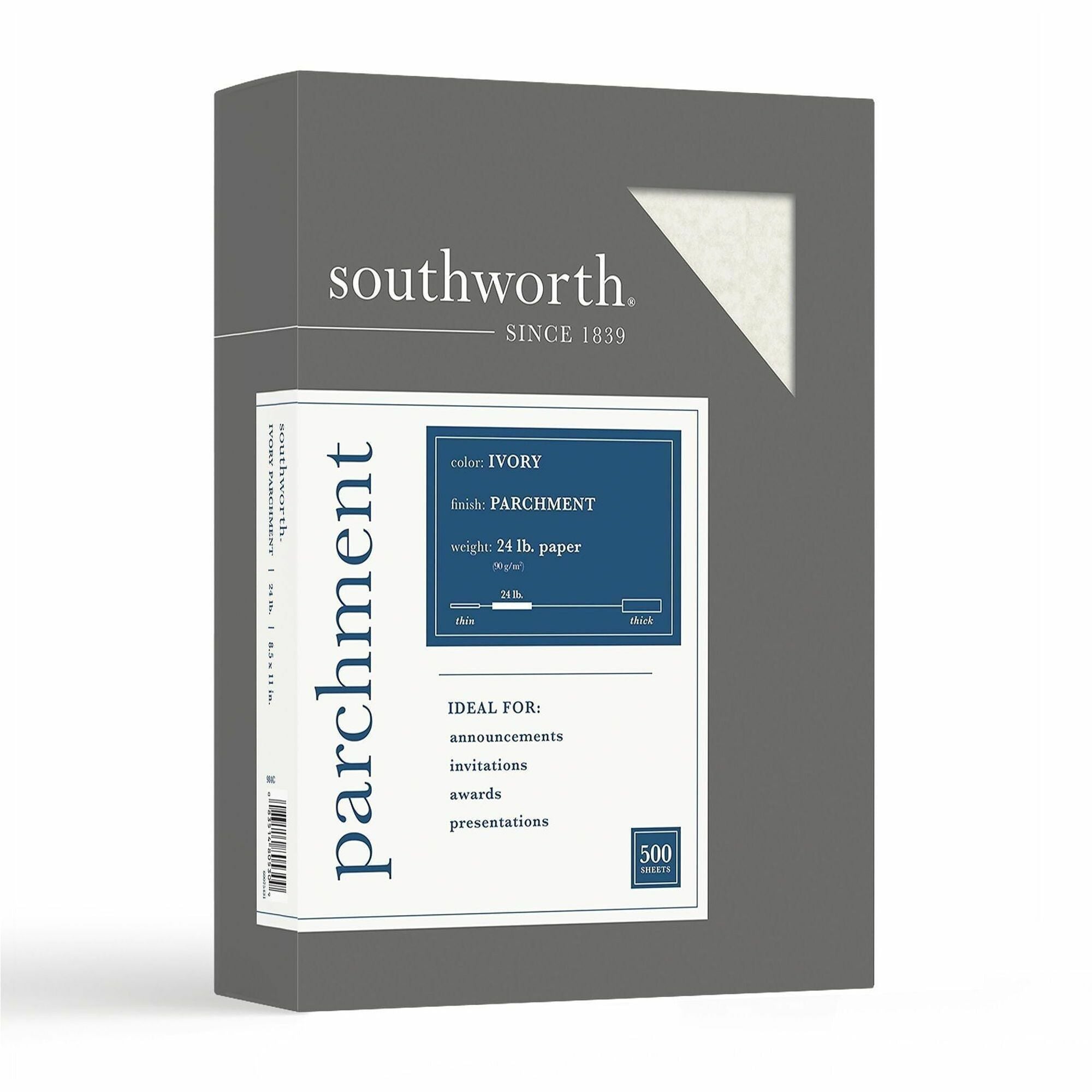 Letter - 8 1/2" x 11" - 24 lb Basis Weight - Parchment - Acid-free, Lignin-free - Ivory - 1 Box