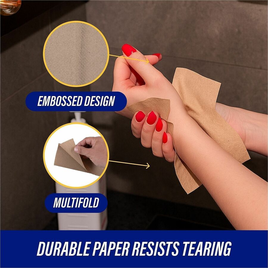 1 Ply - Multifold - 9.25" Width x 9.40" Length - embossed design - Natural - Paper, Fiber - 250 Sheets/Pack - 16 / Carton