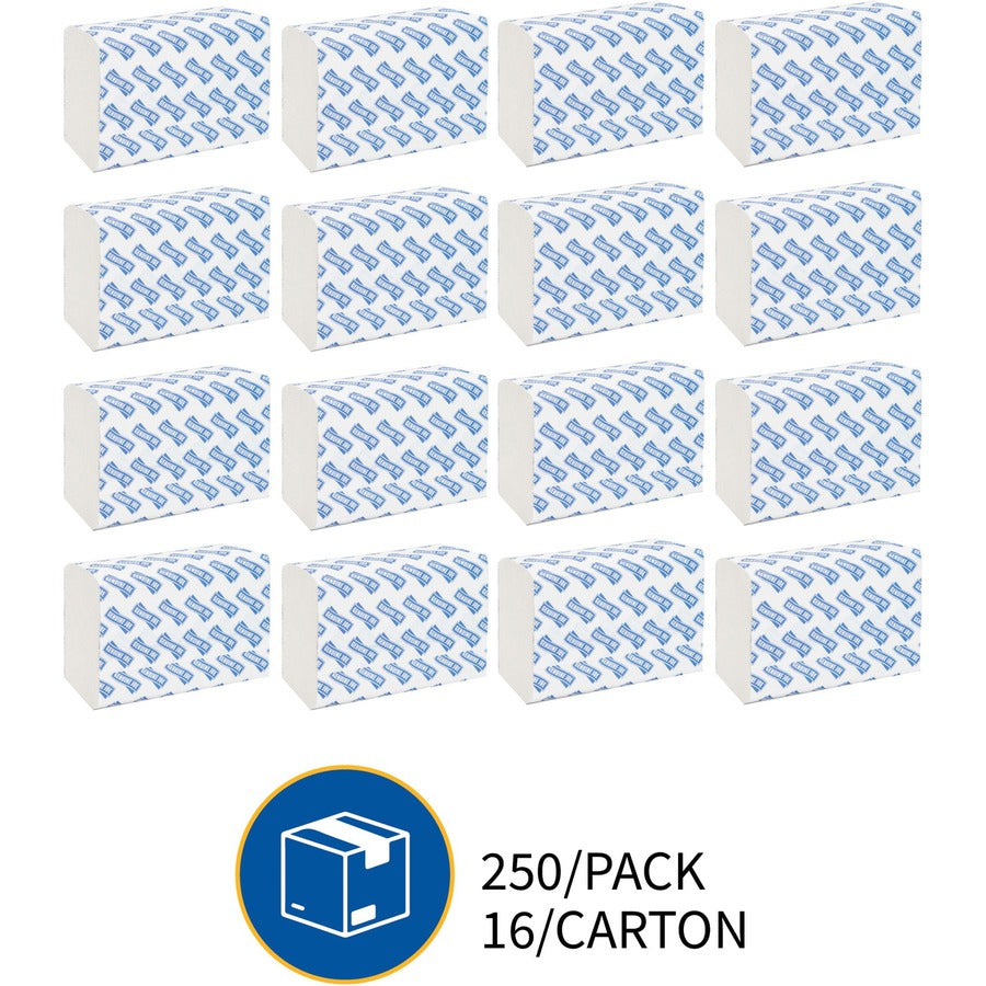 1 Ply - Multifold - 9.20" Width x 9.40" Length - embossed design - White - Paper, Fiber - 250 Sheets/Pack - 16 / Carton