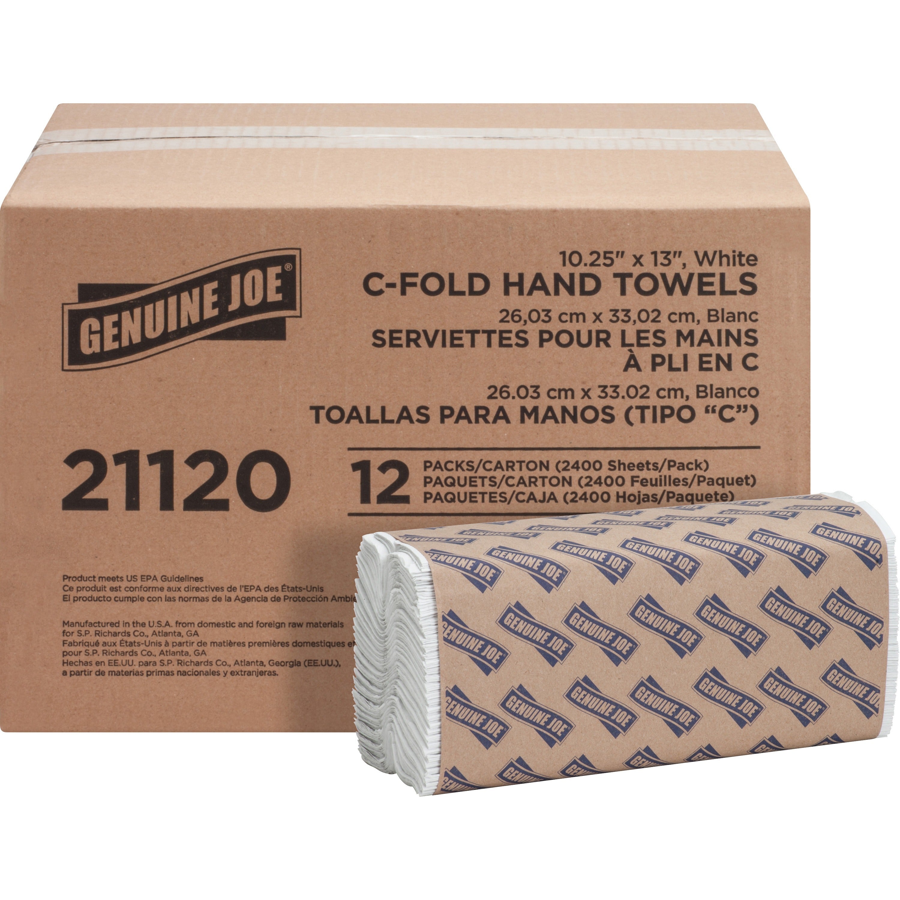 1 Ply - C-fold - 13" Width x 10" Length - embossed design - White - Fiber, Paper - 200 Sheets/Pack - 12 / Carton