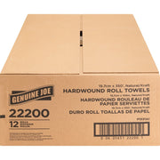 Genuine Joe Embossed Hardwound Roll Towels - 7.87" Width x 350 ft Length - 2" Core - Natural - 12 / Carton