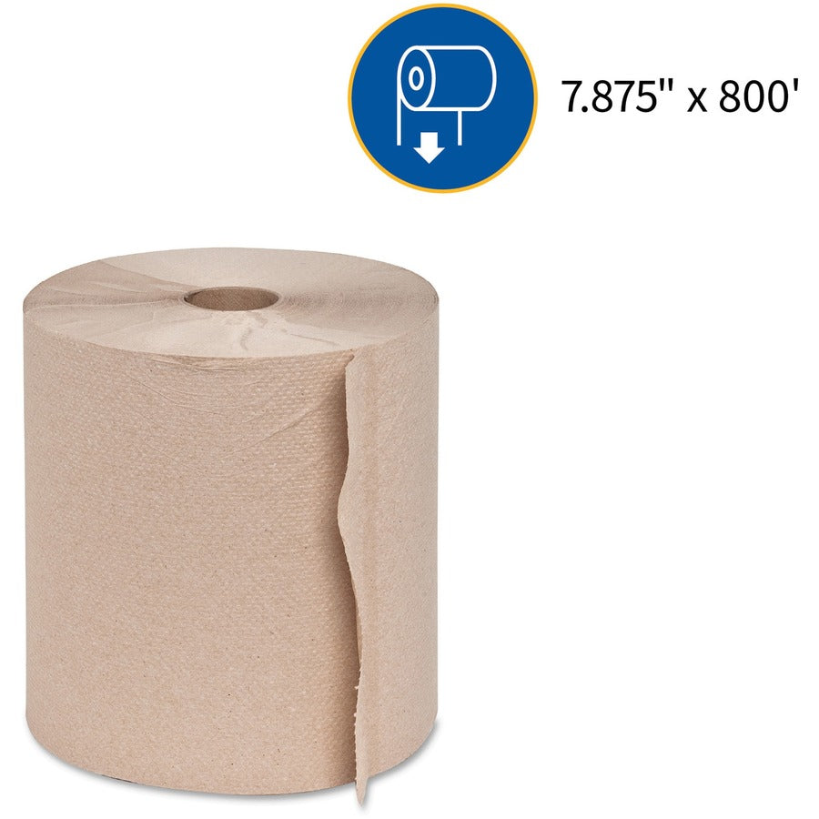 Genuine Joe Embossed Hardwound Roll Towels - 7.90" Width x 800 ft Length - 2" Core - Natural - 6 / Carton