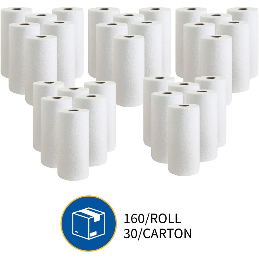 Genuine Joe Kitchen Roll Flexible Size Towels - 2 Ply - 1 5/8" Core - White - 30 / Carton