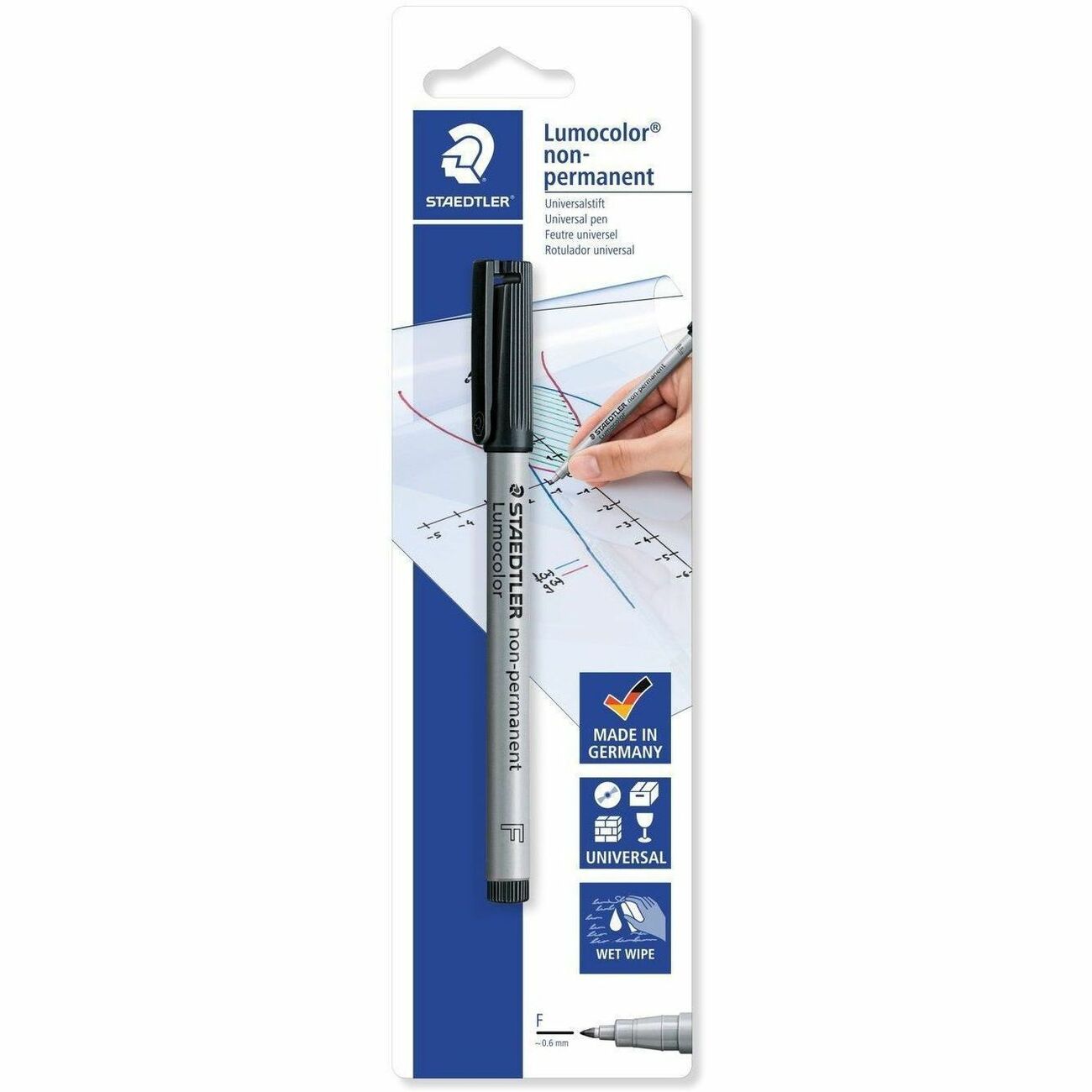 0.6 mm Fine Marker Point - Refillable - Washable - Black Ink - Water Based - Black Polypropylene Barrel - Writing - 10 / Box