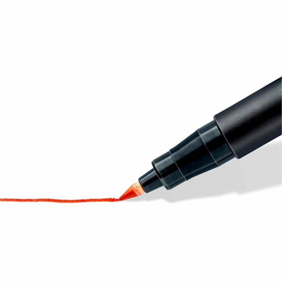 0.6 mm Fine Marker Point - Red, Blue, Green, Black Ink - Black Polypropylene Barrel - Writing - 4 / Set