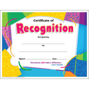 "Certificate of Recognition" - 8.5" Width x 11" Length - 30 / Pack