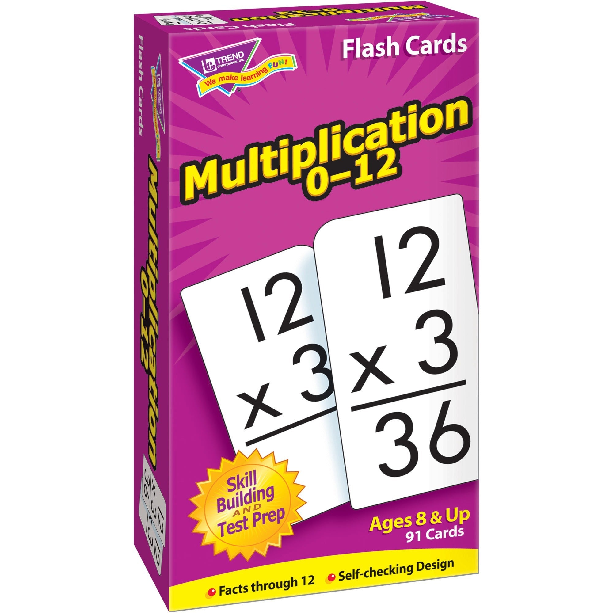 Trend Math Flash Cards, Multiplication 0-12, 91 Cards per Box