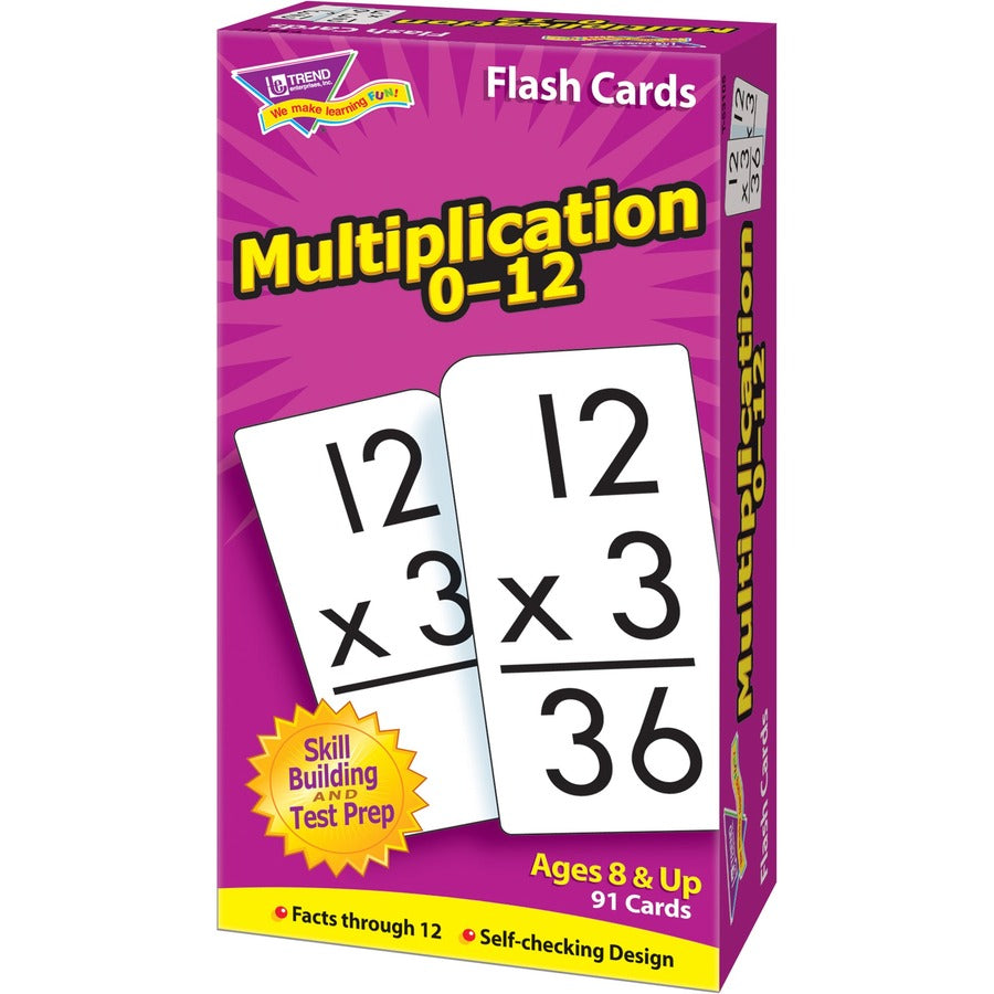 Trend Math Flash Cards, Multiplication 0-12, 91 Cards per Box
